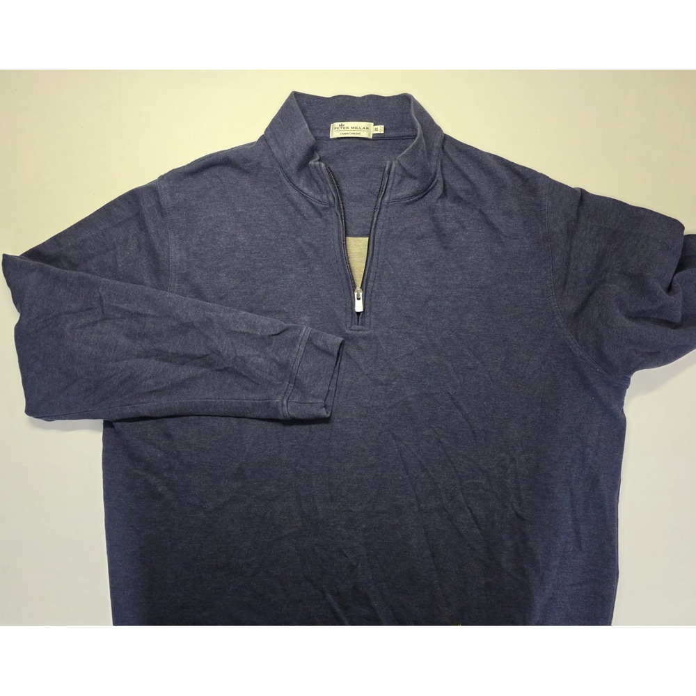 Peter Millar Crown Comfort Mens Size XL Blue 1/4 Zip‎ Pullover